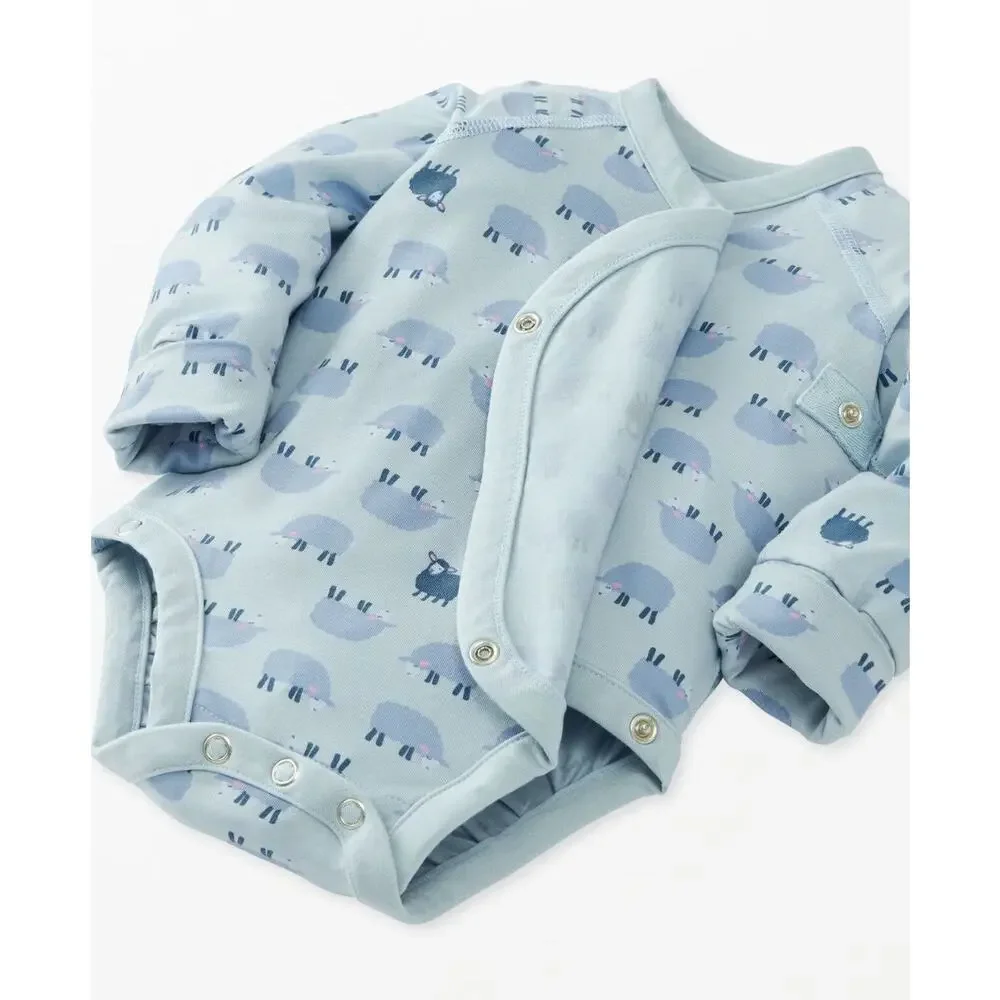 Hanna Andersson Size 70 6-12m Wrap Front Baby Boy Bodysuit EUC